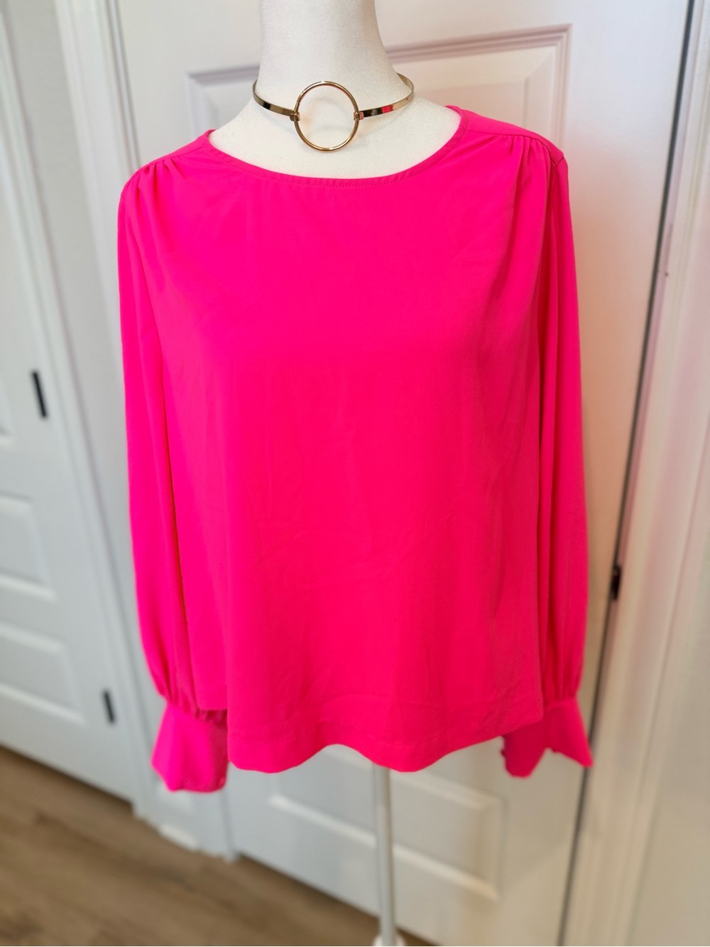 Marled Hot Pink Long Sleeve Blouse